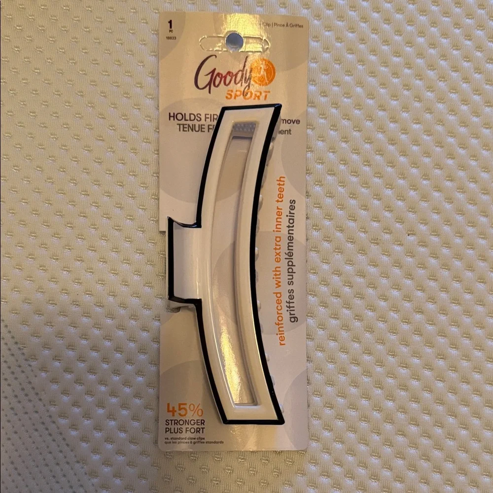 Goody Sport Hair Clip - White with Black Edge Claw Clip